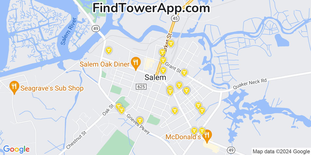 AT&T 4G/5G cell tower coverage map Salem, New Jersey