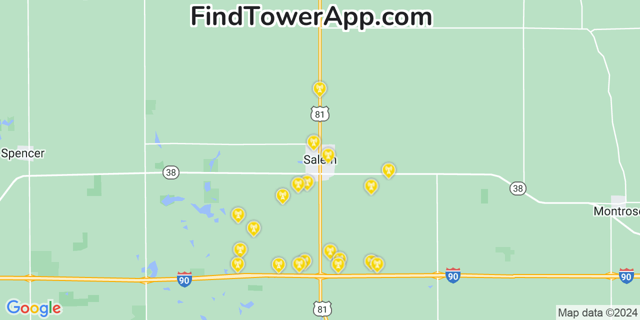 T-Mobile 4G/5G cell tower coverage map Salem, South Dakota