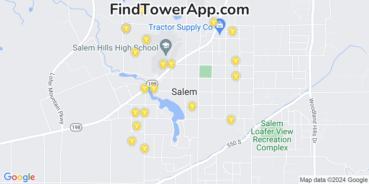 AT&T 4G/5G cell tower coverage map Salem, Utah