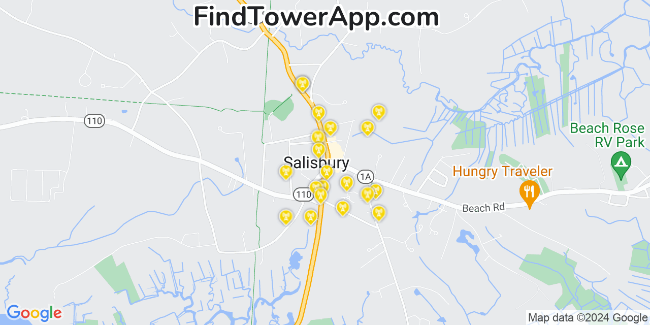 Verizon 4G/5G cell tower coverage map Salisbury, Massachusetts