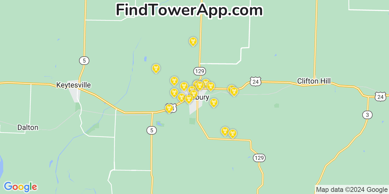 AT&T 4G/5G cell tower coverage map Salisbury, Missouri