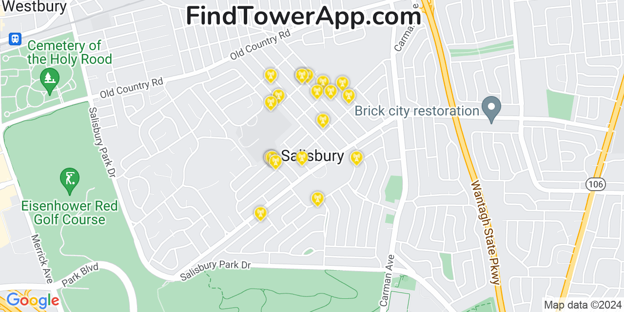 AT&T 4G/5G cell tower coverage map Salisbury, New York