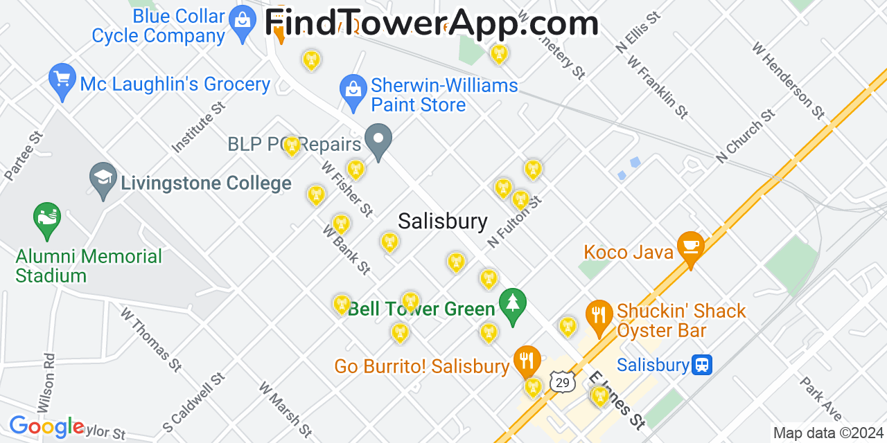 Verizon 4G/5G cell tower coverage map Salisbury, North Carolina