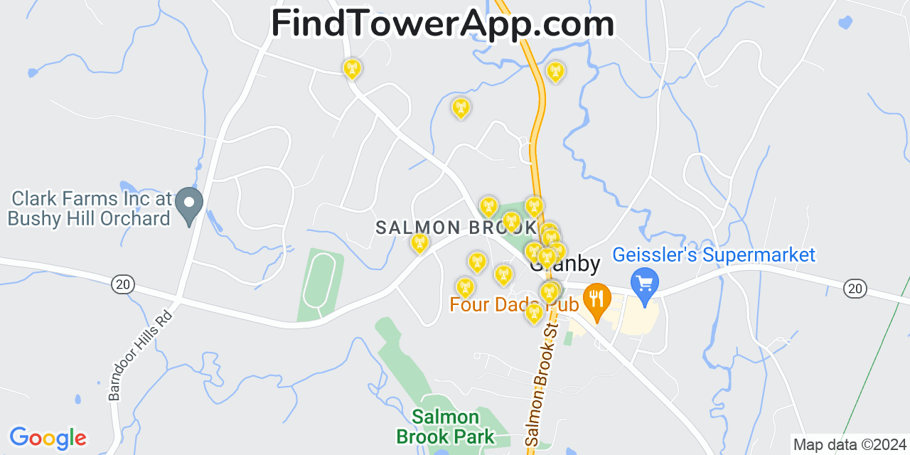 AT&T 4G/5G cell tower coverage map Salmon Brook, Connecticut
