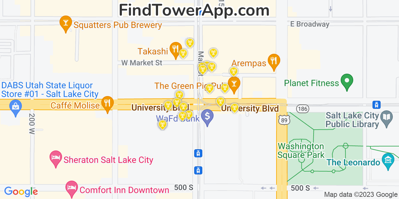AT&T 4G/5G cell tower coverage map Salt Lake City, Utah