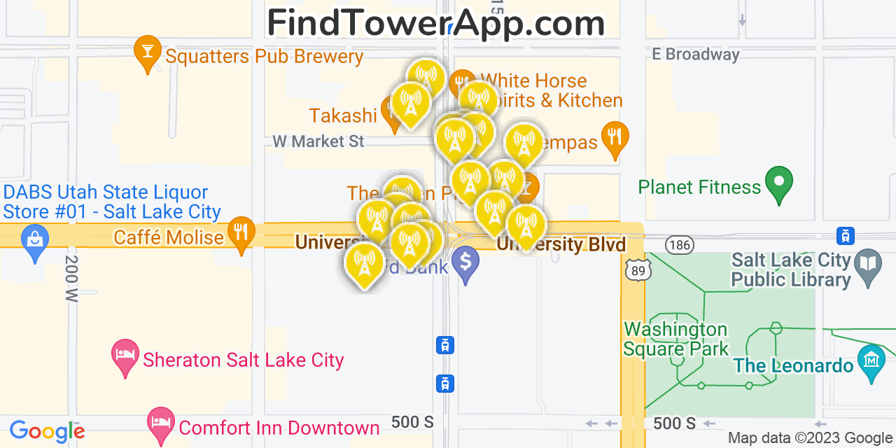 Verizon 4G/5G cell tower coverage map Salt Lake City, Utah