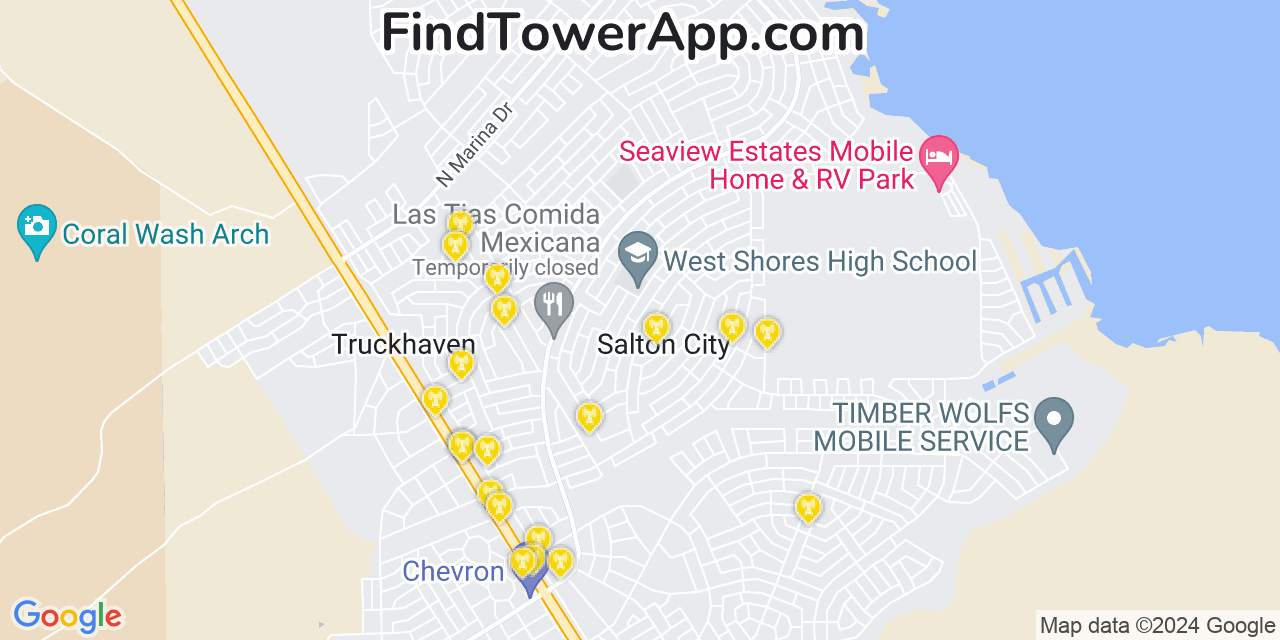 T-Mobile 4G/5G cell tower coverage map Salton City, California