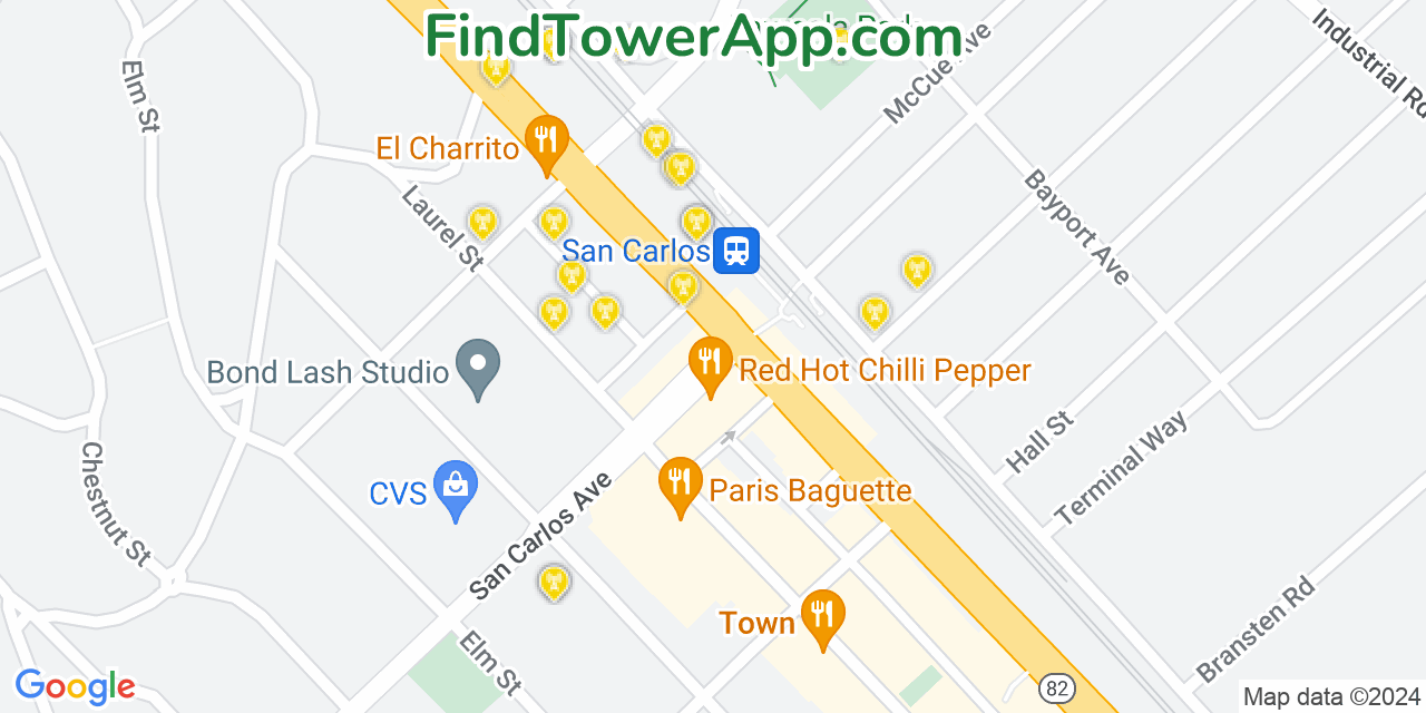 T-Mobile 4G/5G cell tower coverage map San Carlos, California