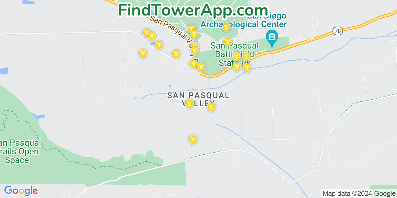 T-Mobile 4G/5G cell tower coverage map San Pasqual, California