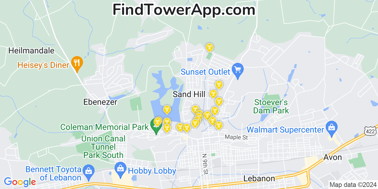 AT&T 4G/5G cell tower coverage map Sand Hill, Pennsylvania