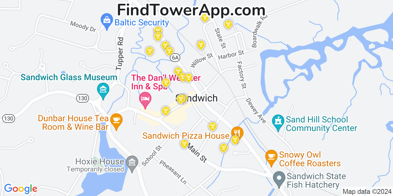 T-Mobile 4G/5G cell tower coverage map Sandwich, Massachusetts