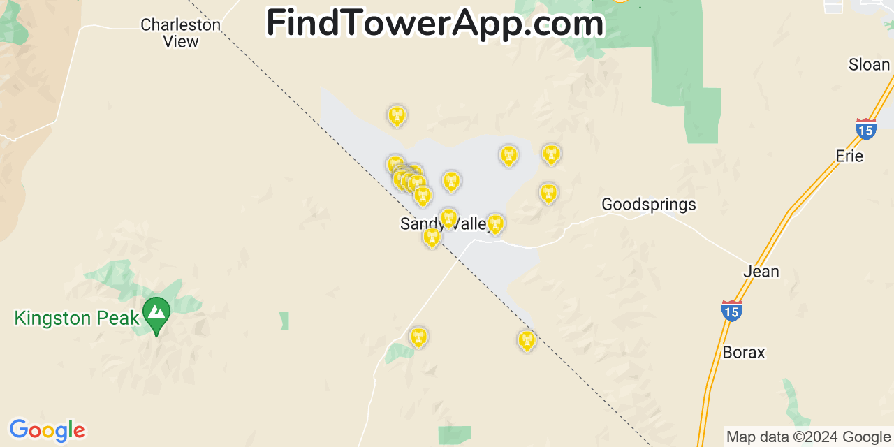 AT&T 4G/5G cell tower coverage map Sandy Valley, Nevada