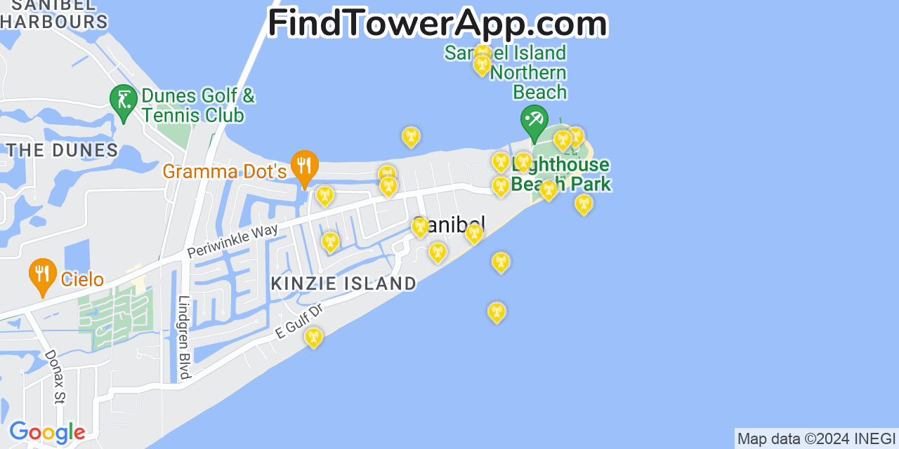 T-Mobile 4G/5G cell tower coverage map Sanibel, Florida