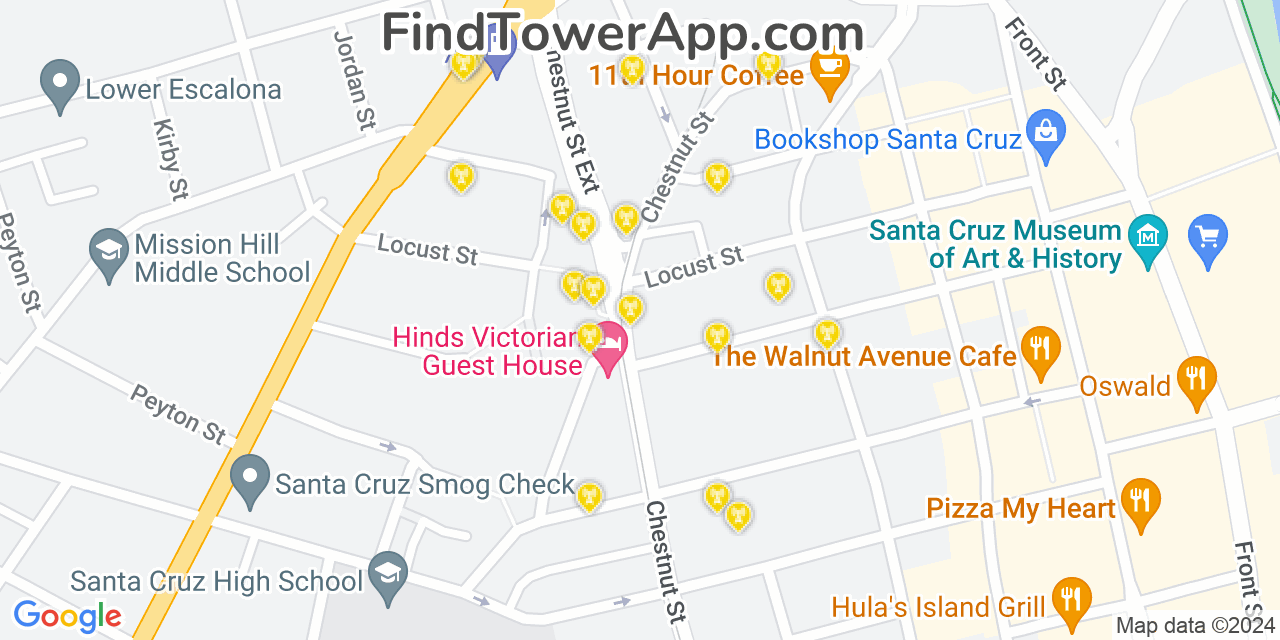 T-Mobile 4G/5G cell tower coverage map Santa Cruz, California