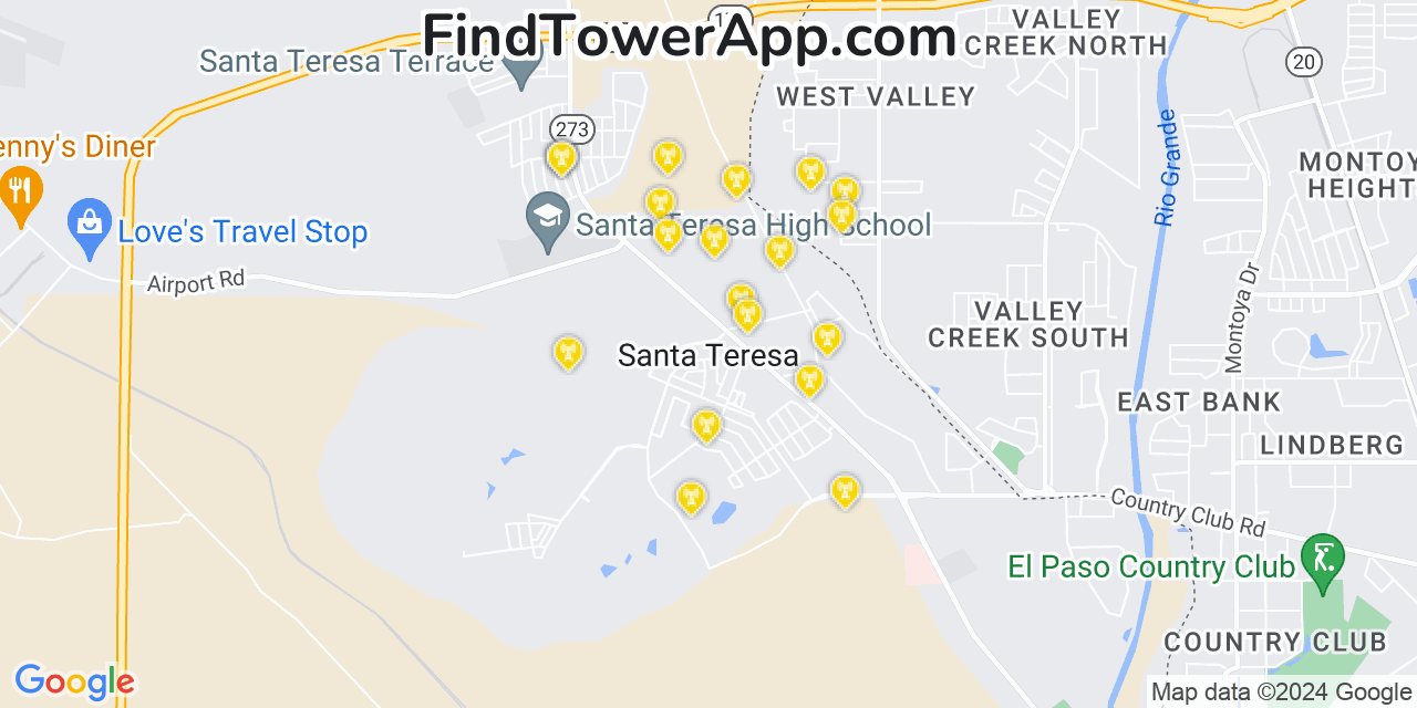 T-Mobile 4G/5G cell tower coverage map Santa Teresa, New Mexico