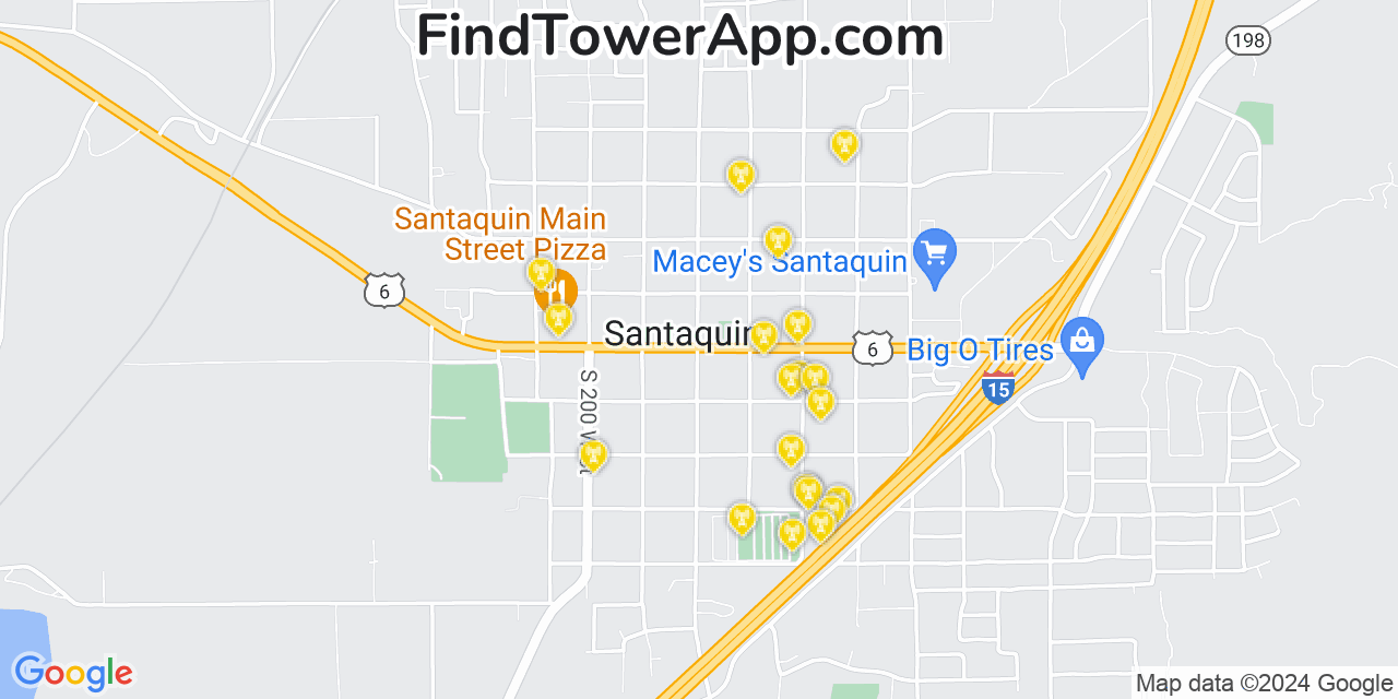Verizon 4G/5G cell tower coverage map Santaquin, Utah