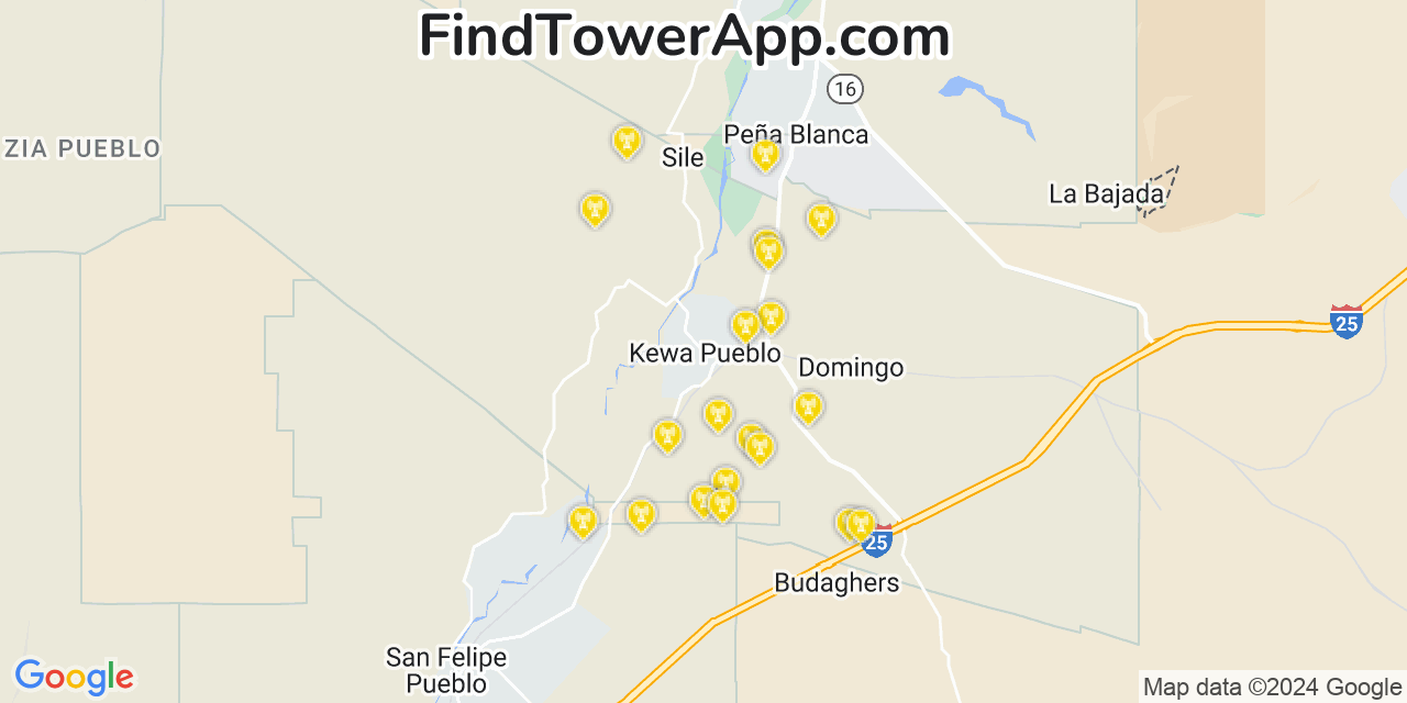 AT&T 4G/5G cell tower coverage map Santo Domingo Pueblo, New Mexico