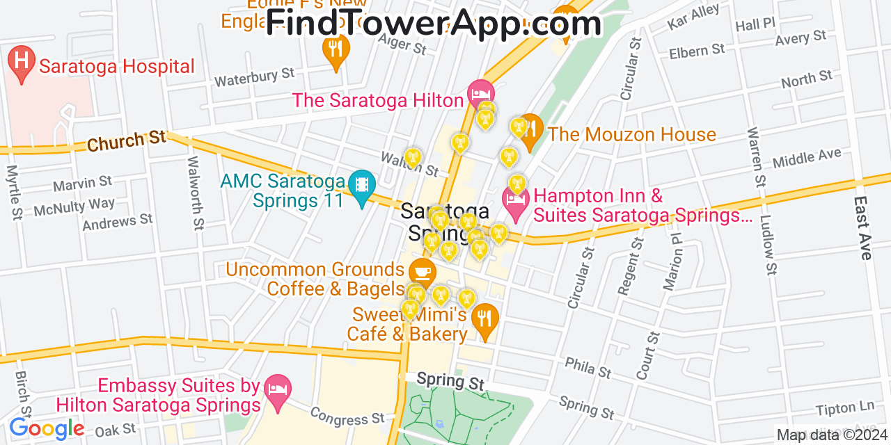 AT&T 4G/5G cell tower coverage map Saratoga Springs, New York
