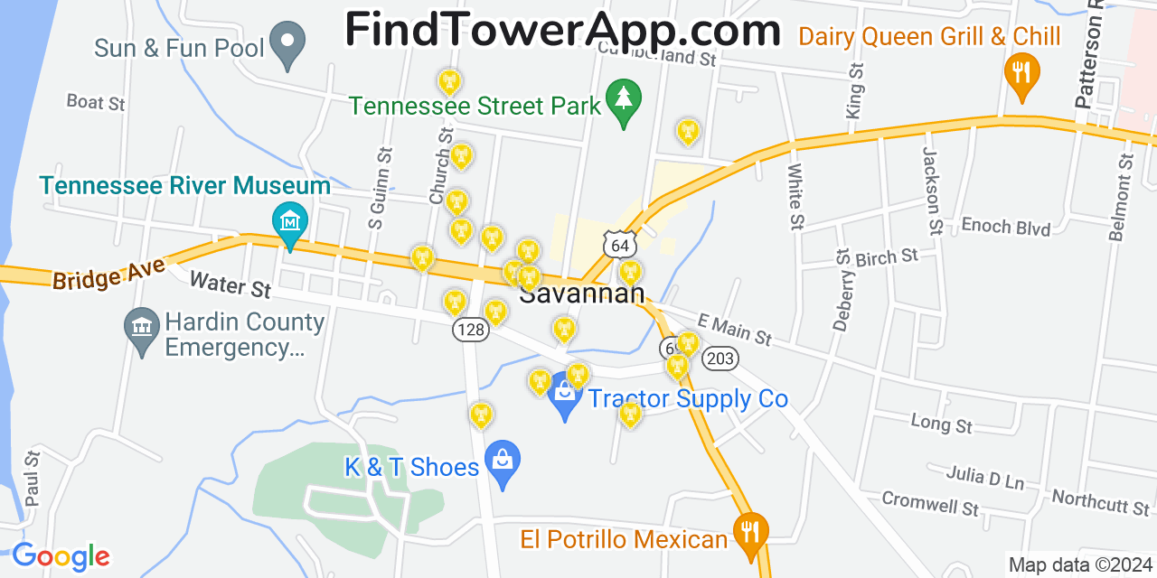 T-Mobile 4G/5G cell tower coverage map Savannah, Tennessee