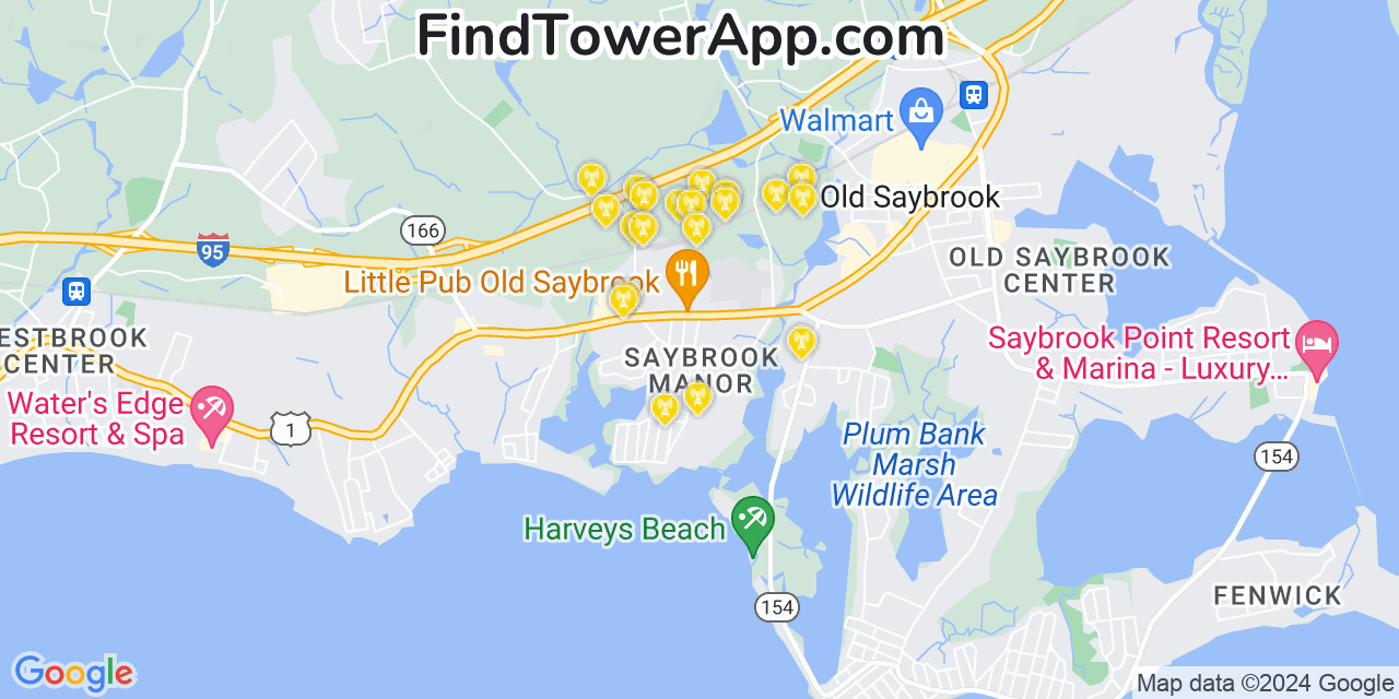 AT&T 4G/5G cell tower coverage map Saybrook Manor, Connecticut