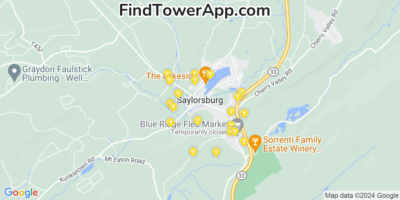 AT&T 4G/5G cell tower coverage map Saylorsburg, Pennsylvania