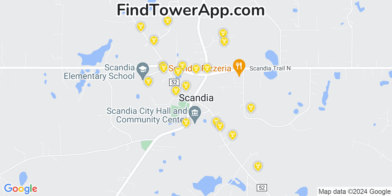 Verizon 4G/5G cell tower coverage map Scandia, Minnesota