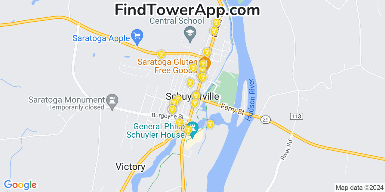 AT&T 4G/5G cell tower coverage map Schuylerville, New York