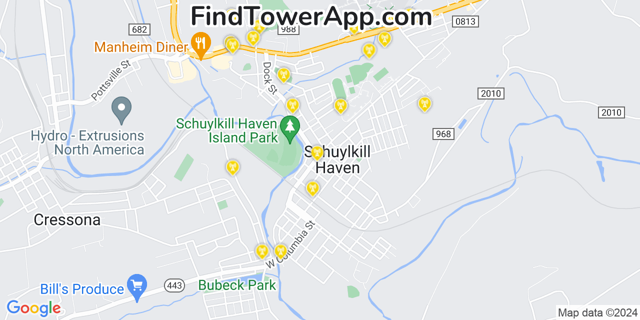 Verizon 4G/5G cell tower coverage map Schuylkill Haven, Pennsylvania