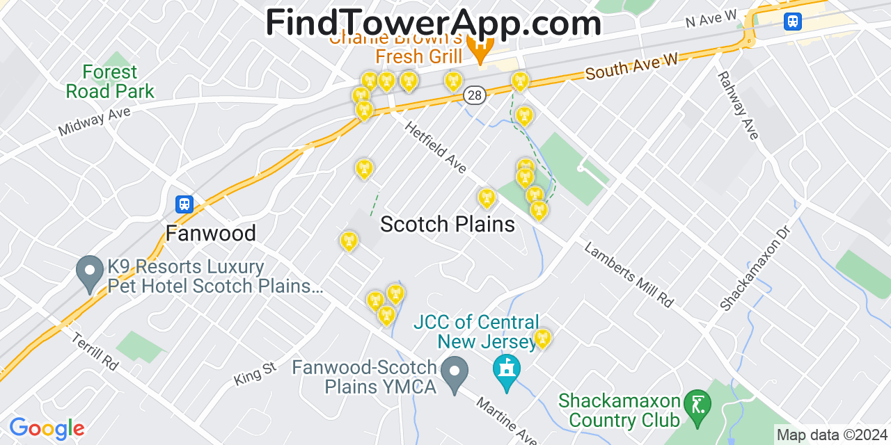 T-Mobile 4G/5G cell tower coverage map Scotch Plains, New Jersey