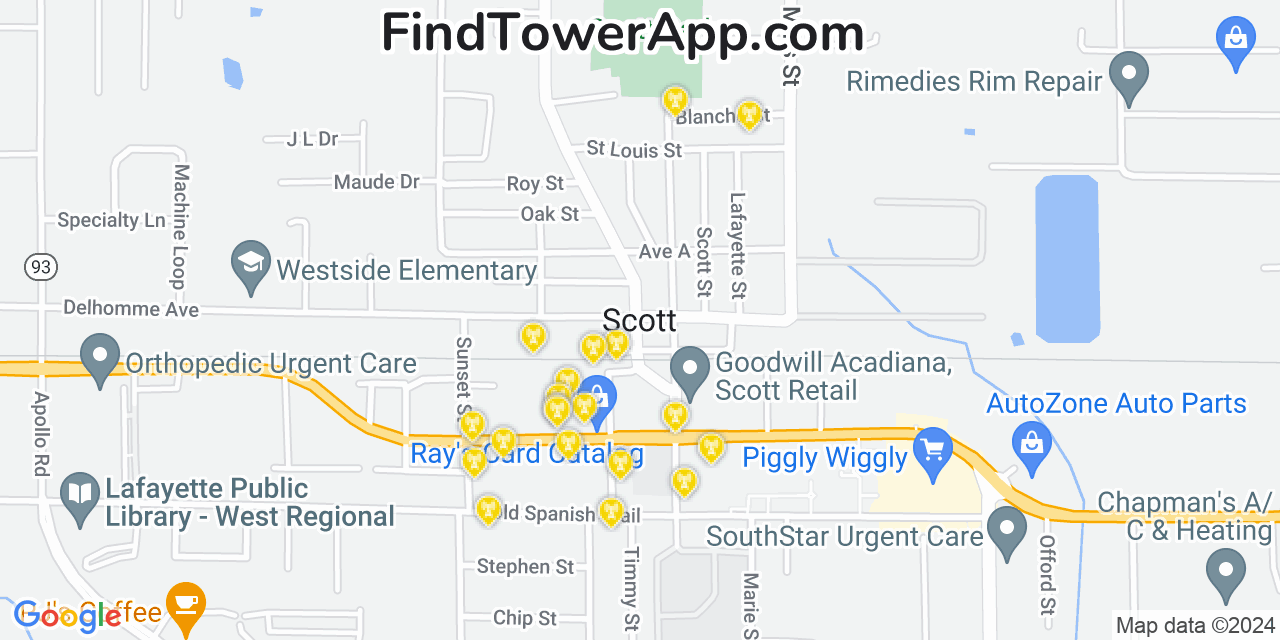 T-Mobile 4G/5G cell tower coverage map Scott, Louisiana