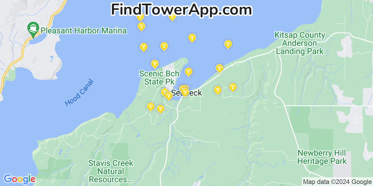 AT&T 4G/5G cell tower coverage map Seabeck, Washington