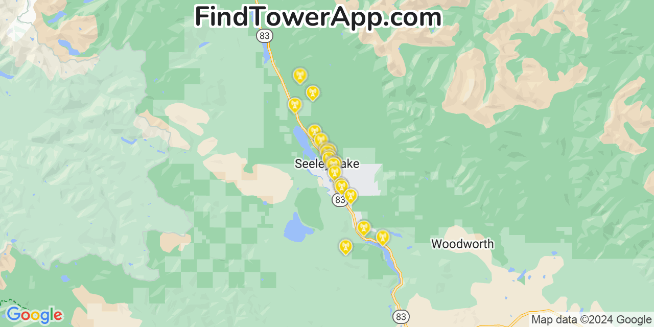 AT&T 4G/5G cell tower coverage map Seeley Lake, Montana