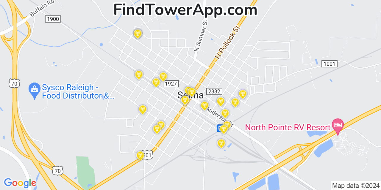 Verizon 4G/5G cell tower coverage map Selma, North Carolina