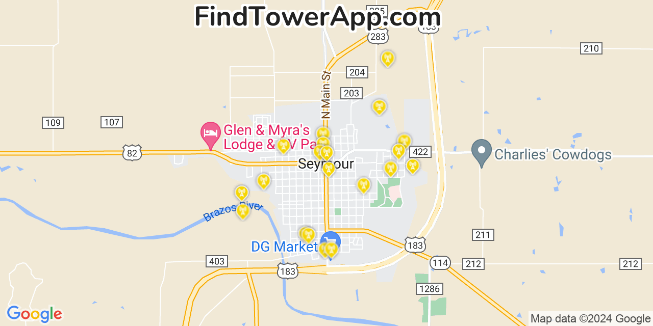 T-Mobile 4G/5G cell tower coverage map Seymour, Texas