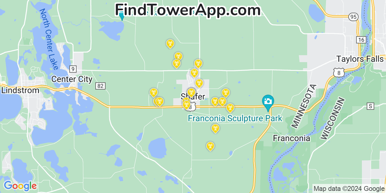 T-Mobile 4G/5G cell tower coverage map Shafer, Minnesota