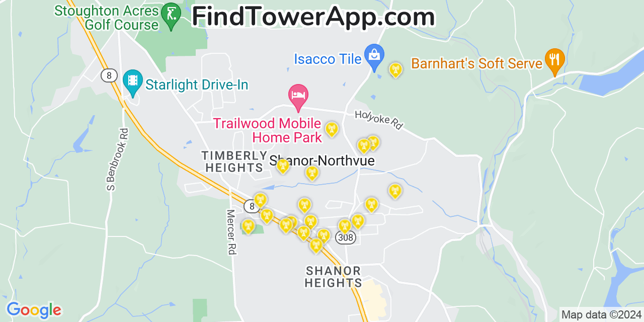 AT&T 4G/5G cell tower coverage map Shanor Northvue, Pennsylvania