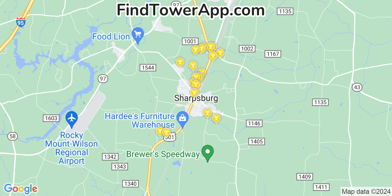 AT&T 4G/5G cell tower coverage map Sharpsburg, North Carolina