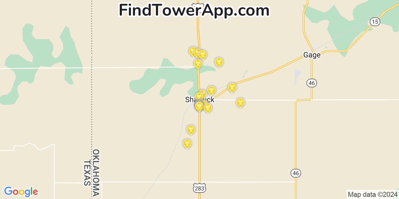 Verizon 4G/5G cell tower coverage map Shattuck, Oklahoma