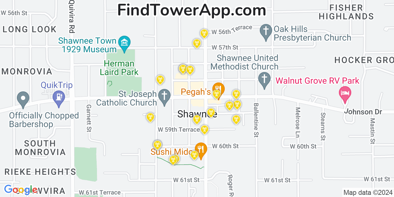 T-Mobile 4G/5G cell tower coverage map Shawnee, Kansas