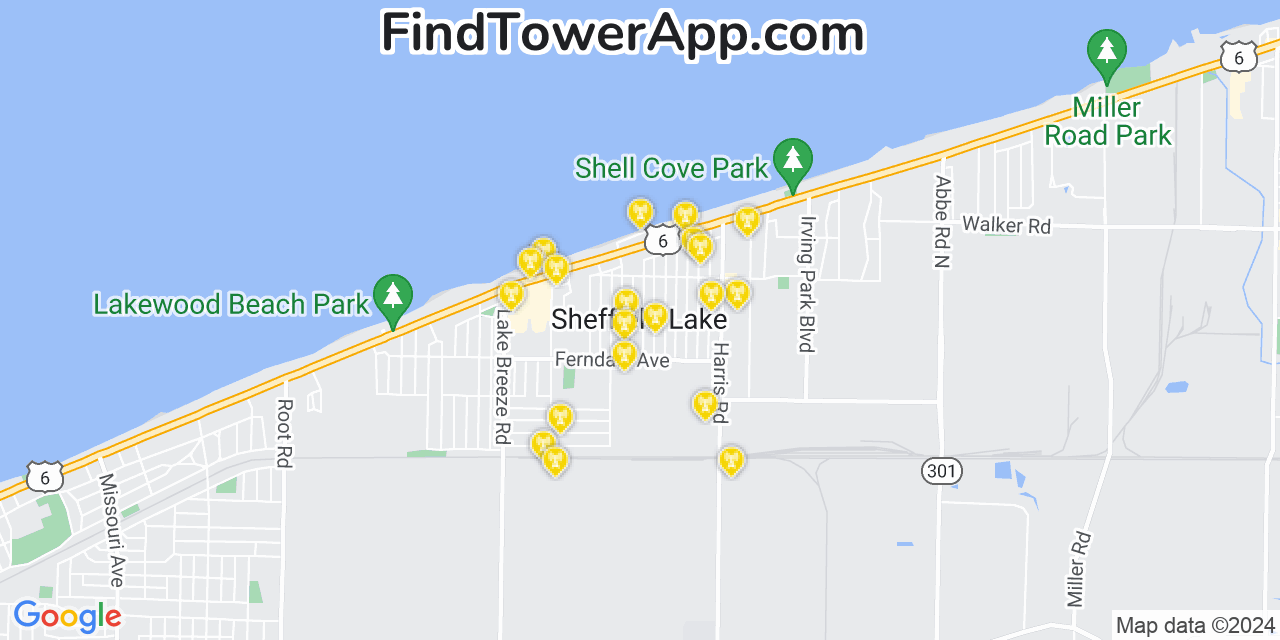 T-Mobile 4G/5G cell tower coverage map Sheffield Lake, Ohio