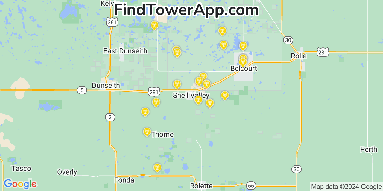 Verizon 4G/5G cell tower coverage map Shell Valley, North Dakota