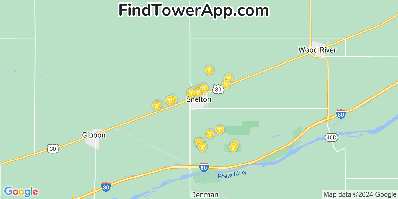 AT&T 4G/5G cell tower coverage map Shelton, Nebraska