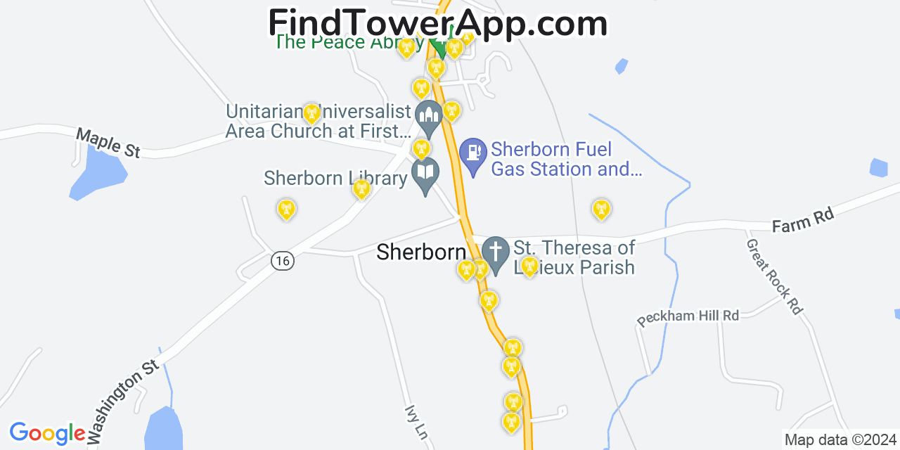 AT&T 4G/5G cell tower coverage map Sherborn, Massachusetts