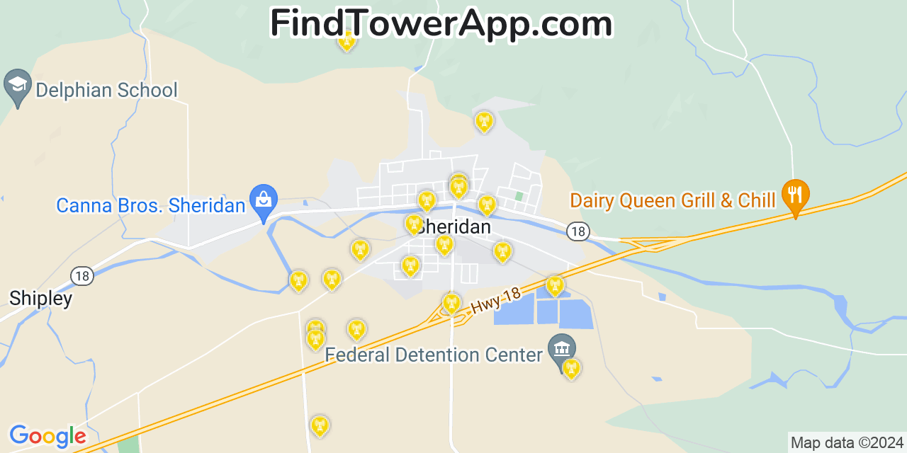AT&T 4G/5G cell tower coverage map Sheridan, Oregon