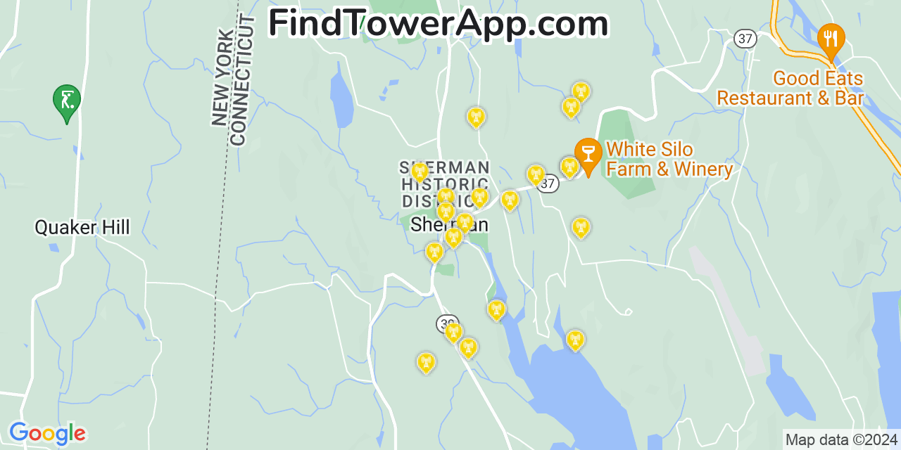 AT&T 4G/5G cell tower coverage map Sherman, Connecticut