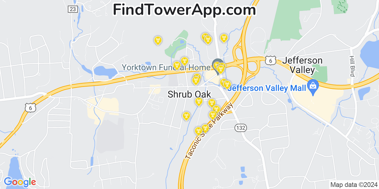 Verizon 4G/5G cell tower coverage map Shrub Oak, New York