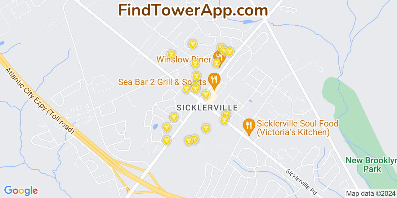 AT&T 4G/5G cell tower coverage map Sicklerville, New Jersey
