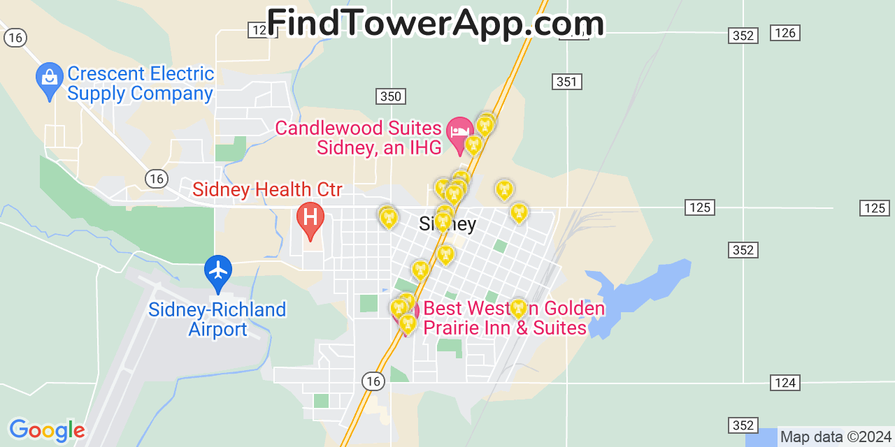 AT&T 4G/5G cell tower coverage map Sidney, Montana