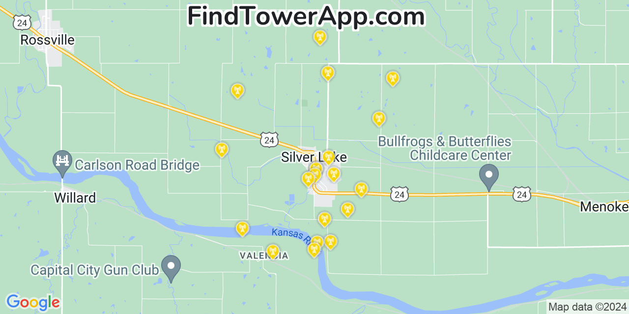 Verizon 4G/5G cell tower coverage map Silver Lake, Kansas