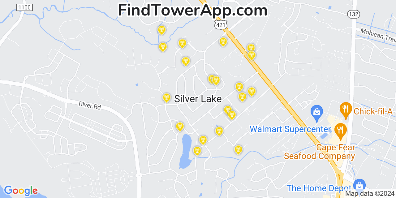 T-Mobile 4G/5G cell tower coverage map Silver Lake, North Carolina